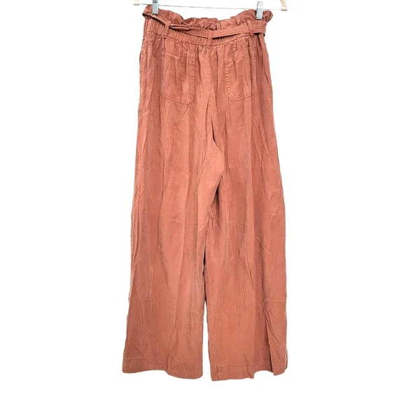 Ces Femme Wide Leg Paper Bag High Rise Rust Color Lyocell Pants Women Sz M - Picture 4 of 9